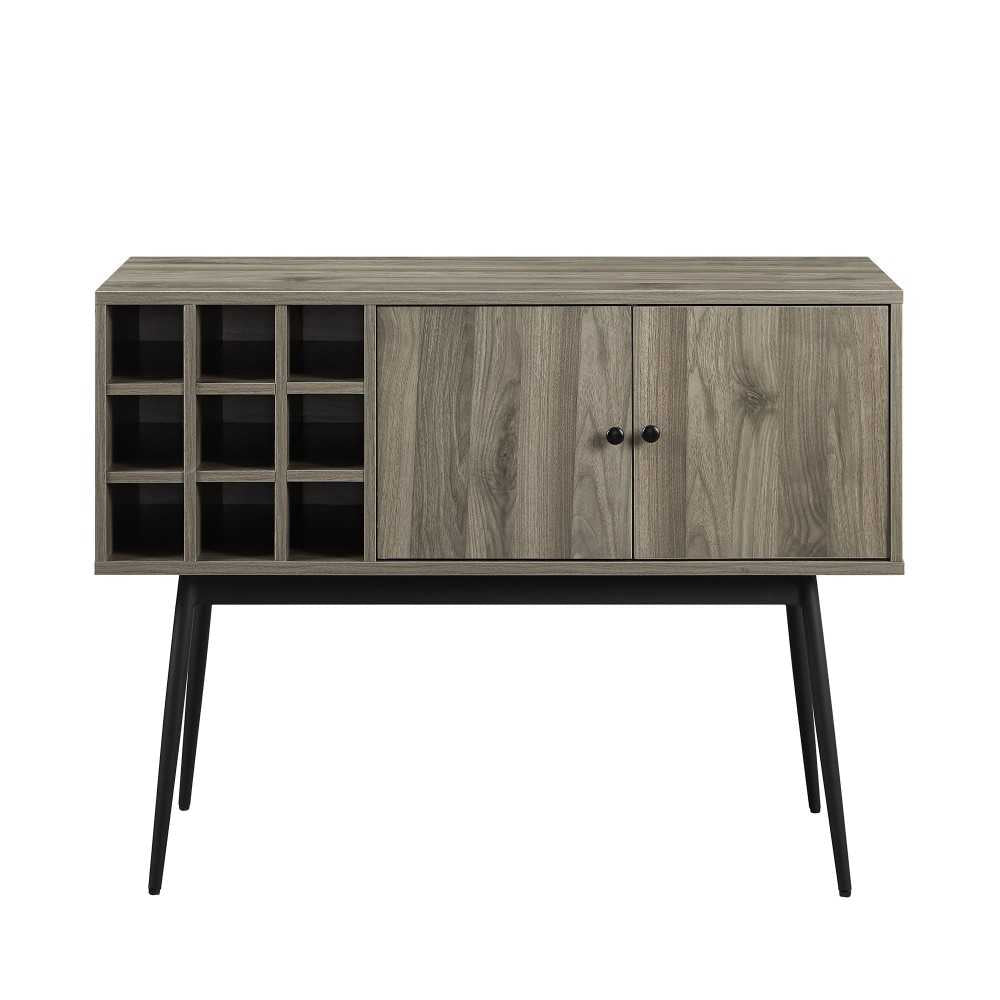 Archer 42" 2 Door Bar Cabinet with Bottle Storage - Slate Gray