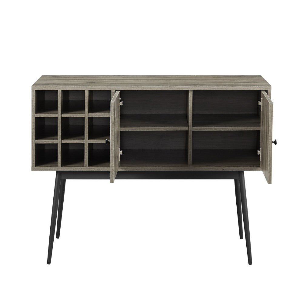 Archer 42" 2 Door Bar Cabinet with Bottle Storage - Slate Gray