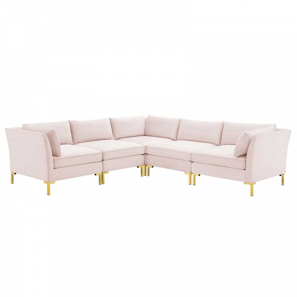 Ardent 5-Piece Performance Velvet Sectional Sofa, Pink, EEI-4275-PNK