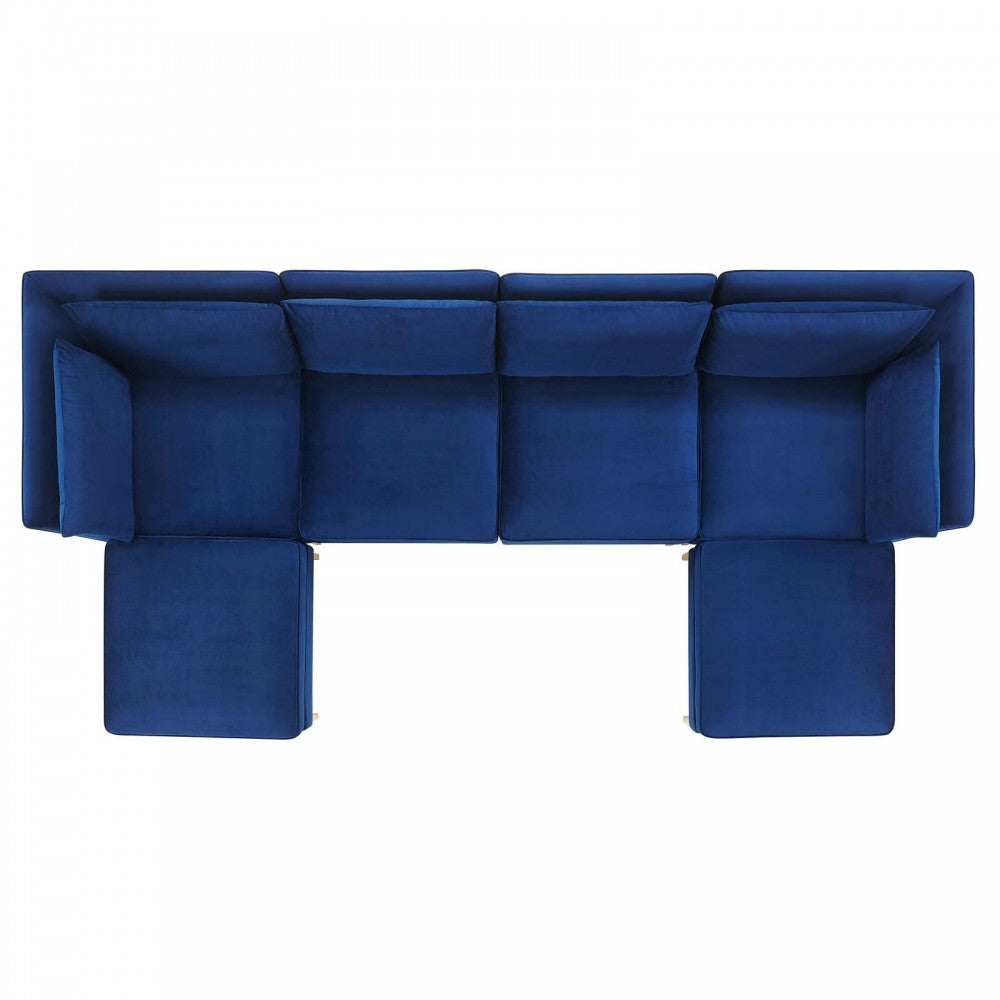 Ardent 6-Piece Performance Velvet Sectional Sofa, Navy, EEI-4272-NAV