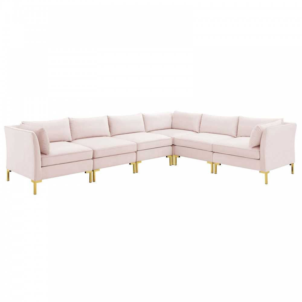 Ardent 6-Piece Performance Velvet Sectional Sofa, Pink, EEI-4277-PNK
