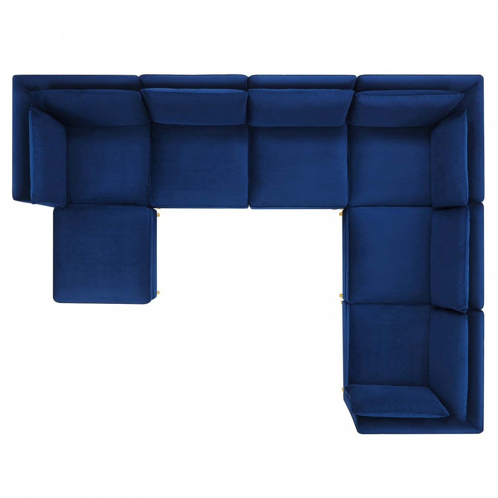 Ardent 7-Piece Performance Velvet Sectional Sofa, Navy