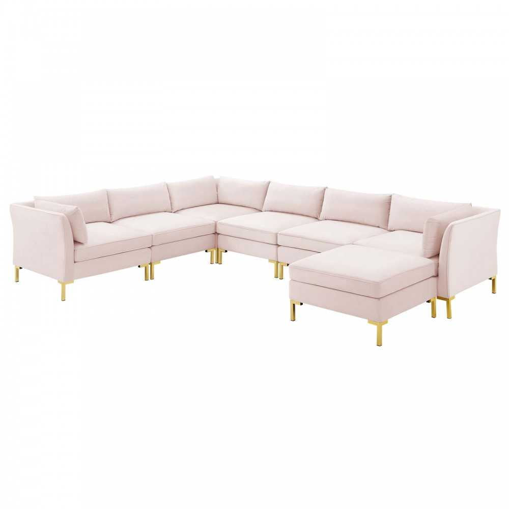 Ardent 7-Piece Performance Velvet Sectional Sofa, Pink