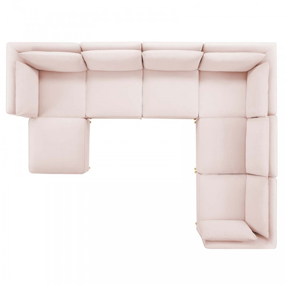 Ardent 7-Piece Performance Velvet Sectional Sofa, Pink