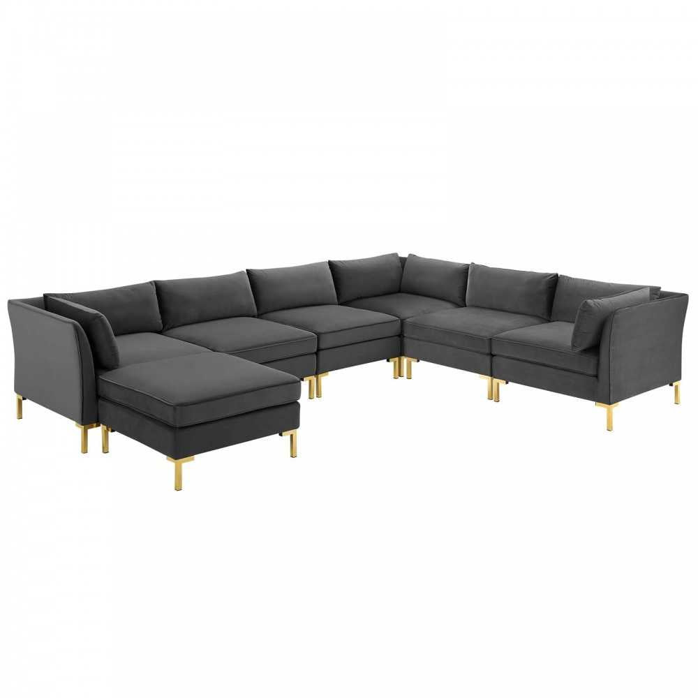 Ardent 7-Piece Performance Velvet Sectional Sofa, Gray