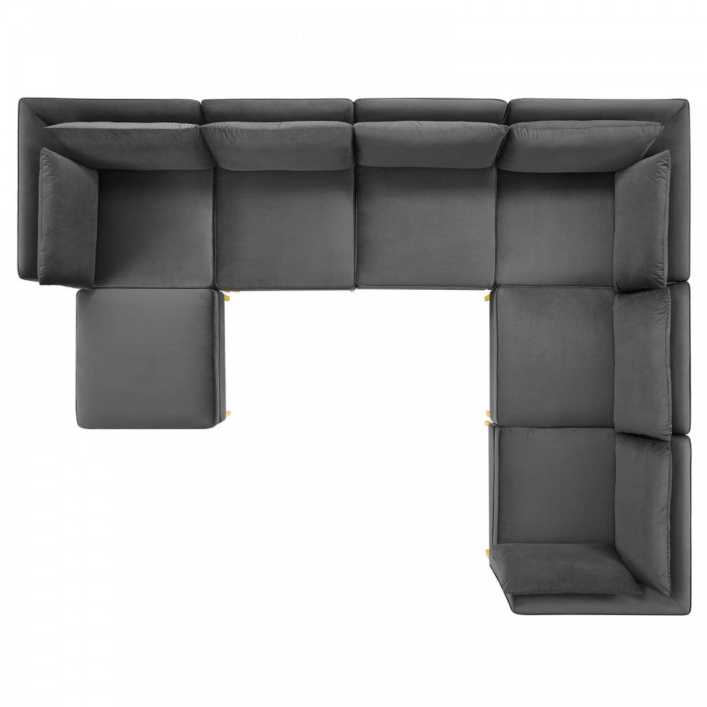 Ardent 7-Piece Performance Velvet Sectional Sofa, Gray