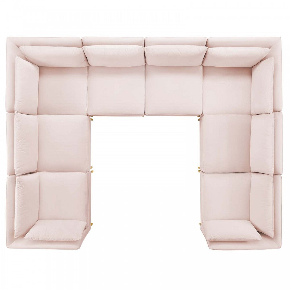 Ardent 8-Piece Performance Velvet Sectional Sofa, Pink