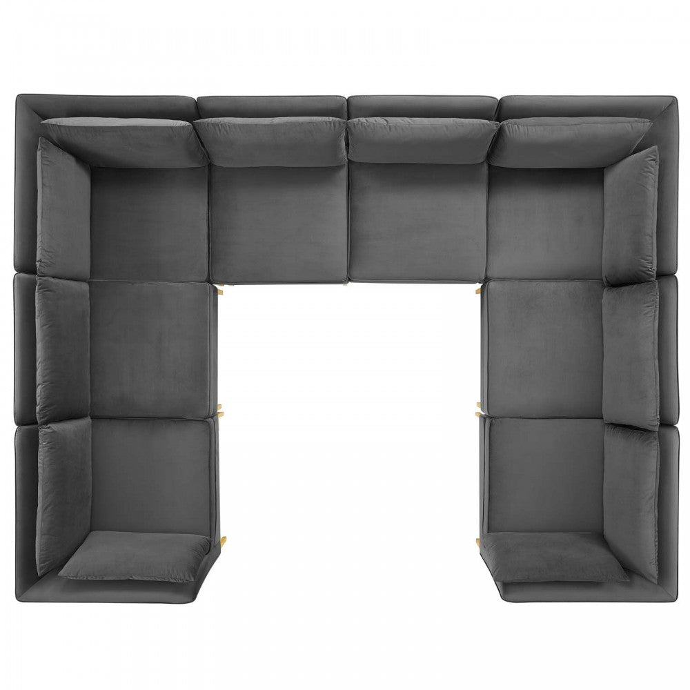 Ardent 8-Piece Performance Velvet Sectional Sofa, Gray