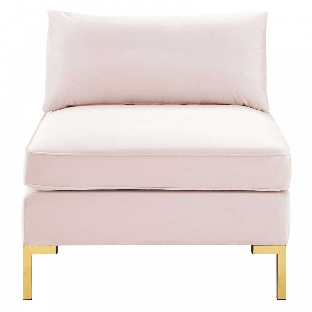 Ardent Performance Velvet Armless Chair, Pink