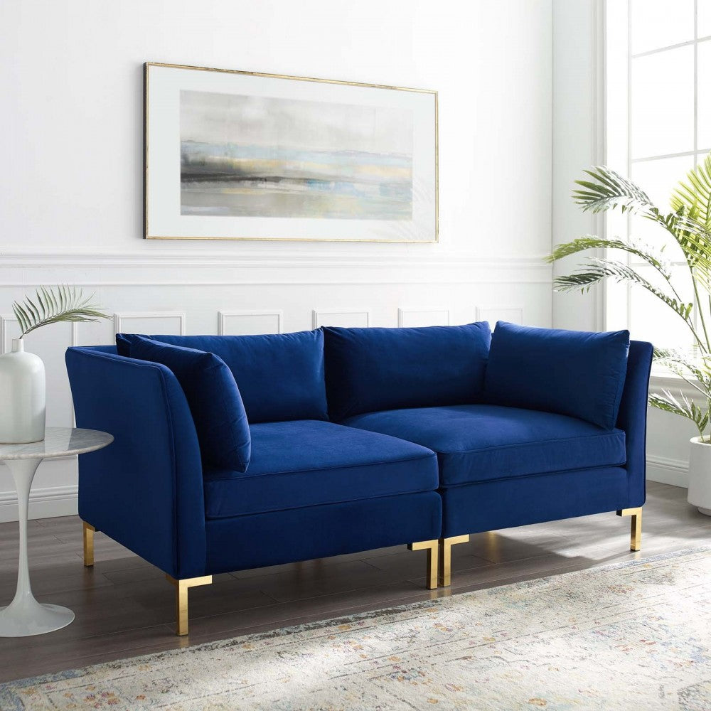 Ardent Performance Velvet Loveseat, Navy