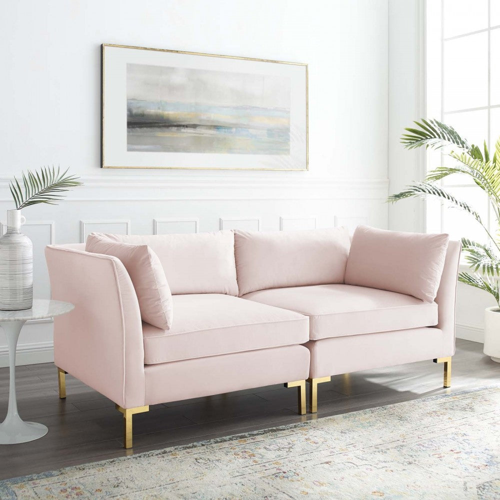 Ardent Performance Velvet Loveseat, Pink