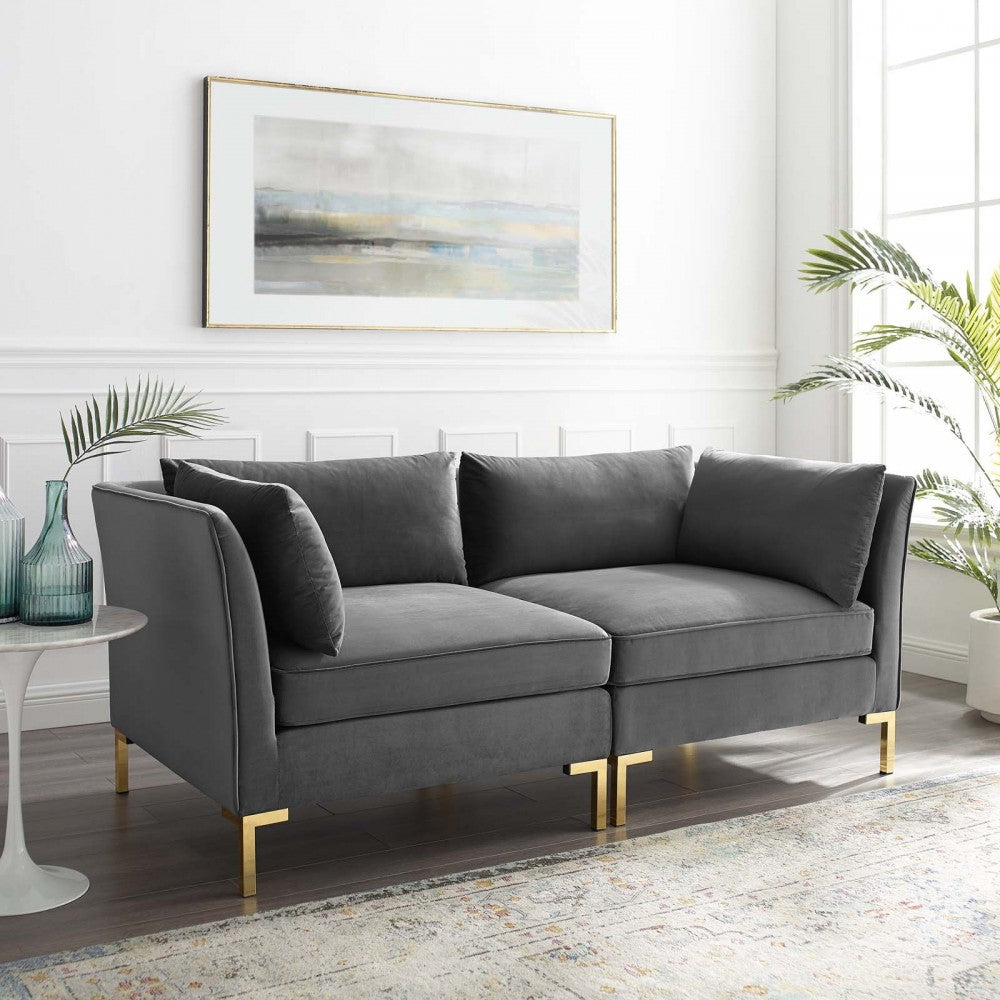 Ardent Performance Velvet Loveseat, Gray