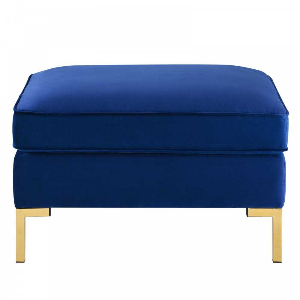 Ardent Performance Velvet Ottoman, Navy