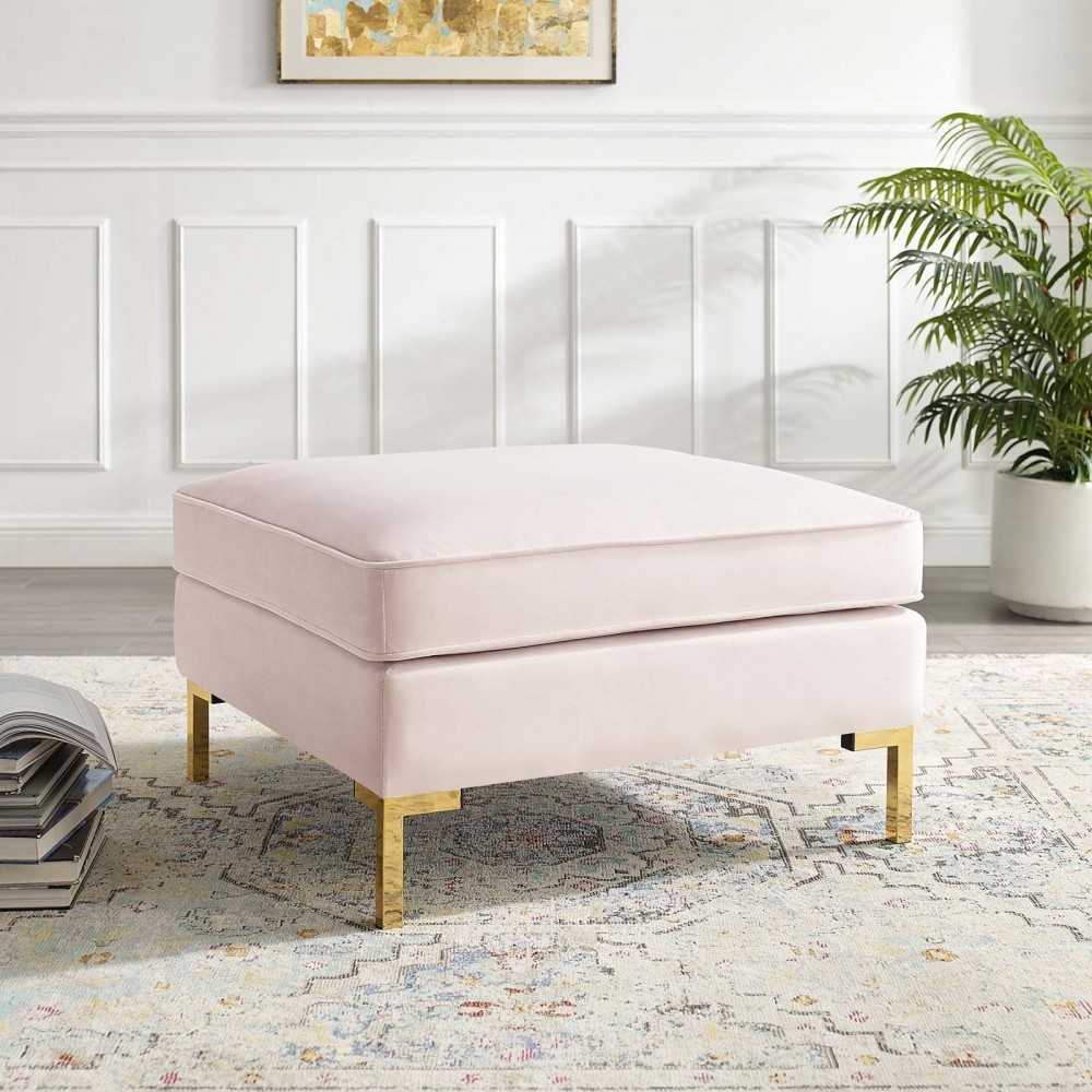 Ardent Performance Velvet Ottoman, Pink