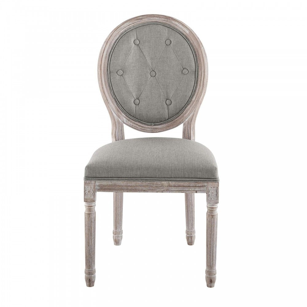 Arise Vintage French Upholstered Fabric Dining Side Chair Set of 2, Gray