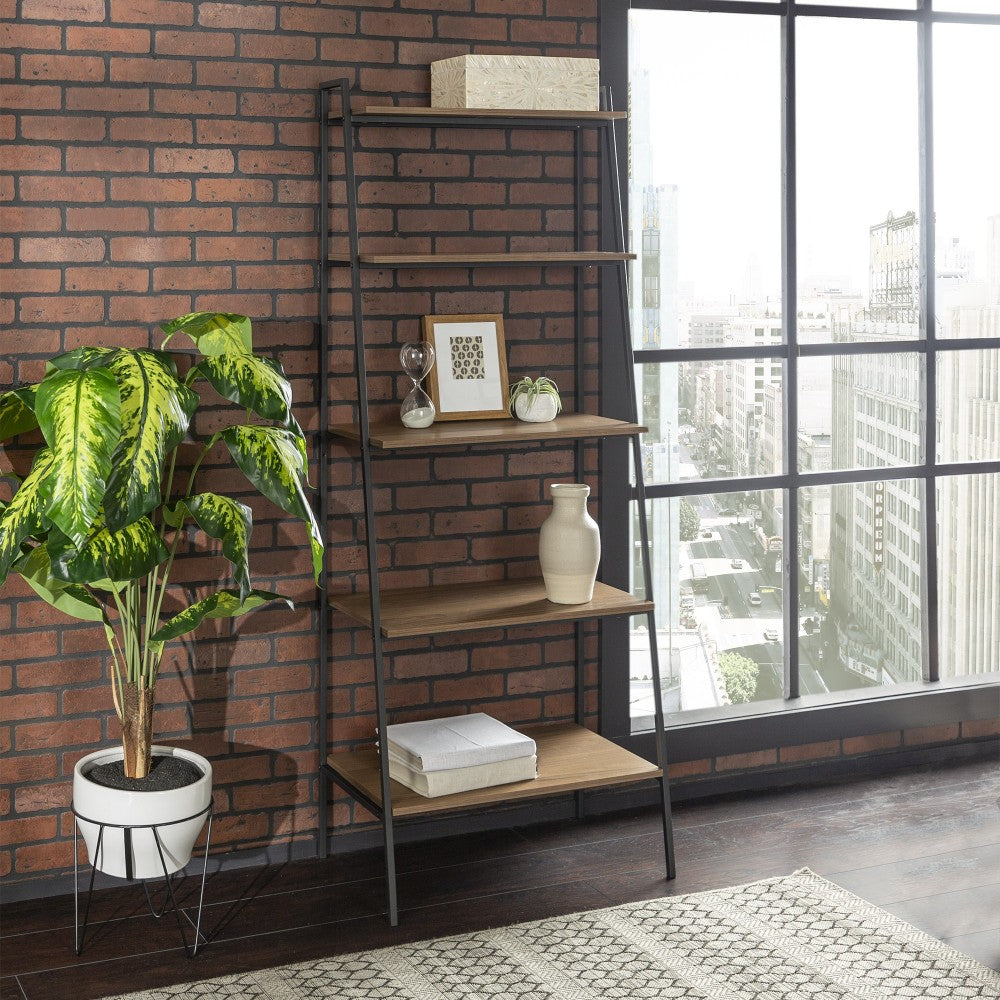 Arlo 72" Industrial Modern Ladder Bookshelf - Mocha