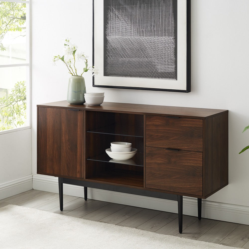 Astor 52" Modern 2 Drawer Lifted Sideboard - Dark Walnut