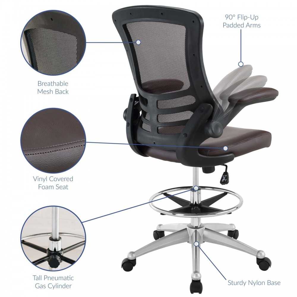 Attainment Vinyl Drafting Chair, Brown