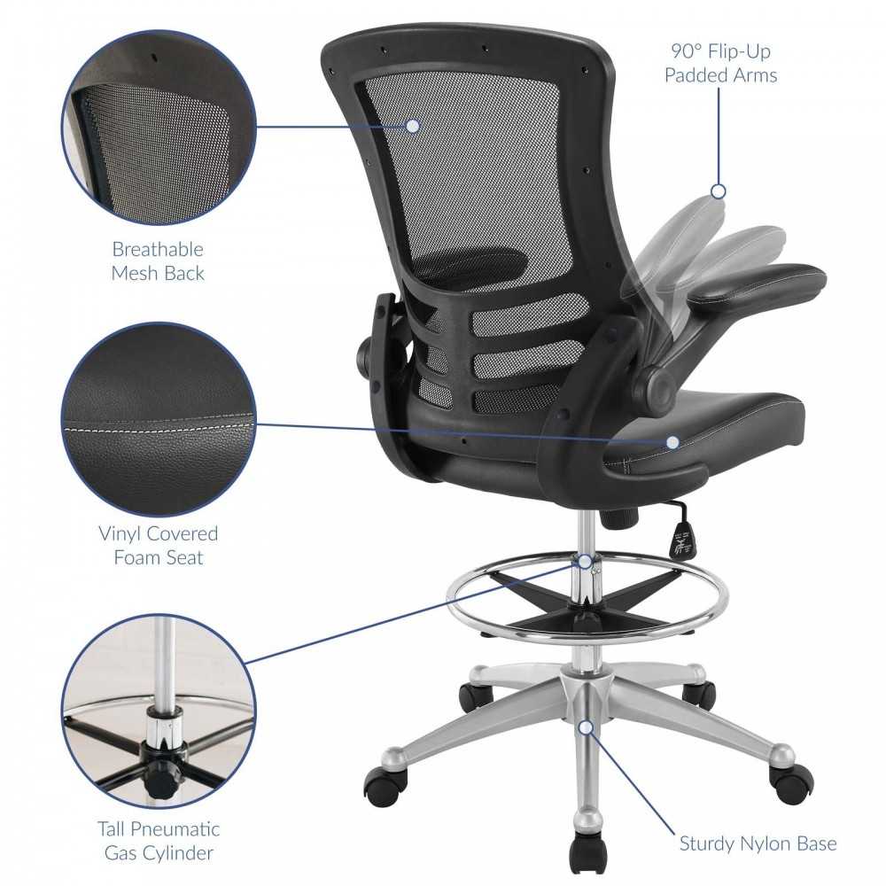 Attainment Vinyl Drafting Chair, Black