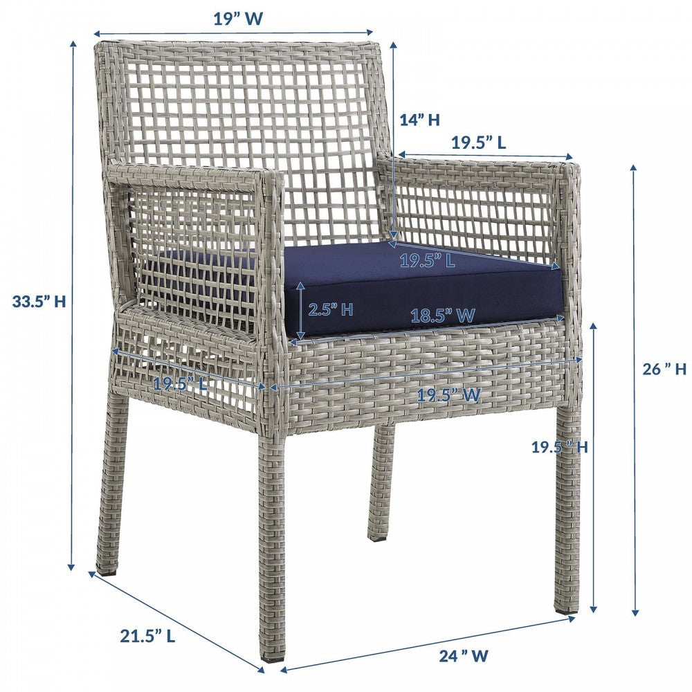 Aura Outdoor Patio Wicker Rattan Dining Armchair, Gold, EEI-2920-GRY-NAV