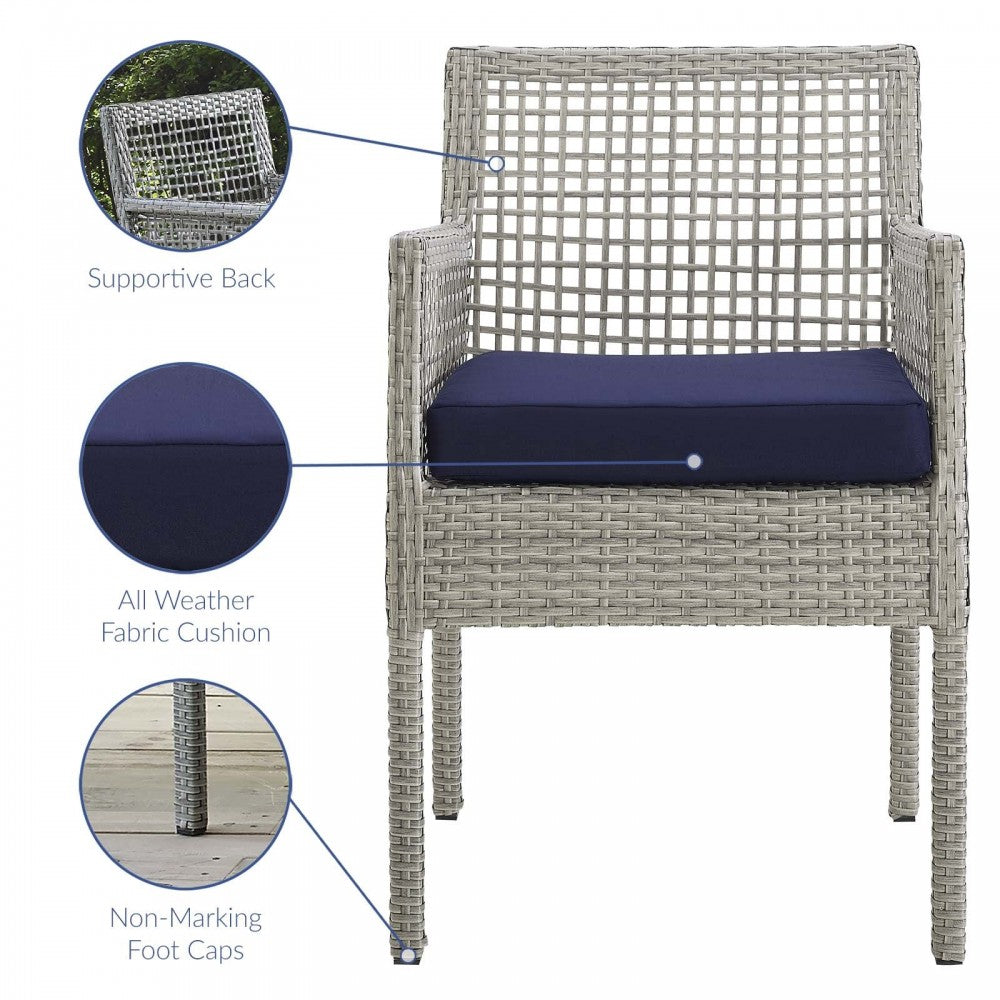 Aura Outdoor Patio Wicker Rattan Dining Armchair, Gold, EEI-2920-GRY-NAV