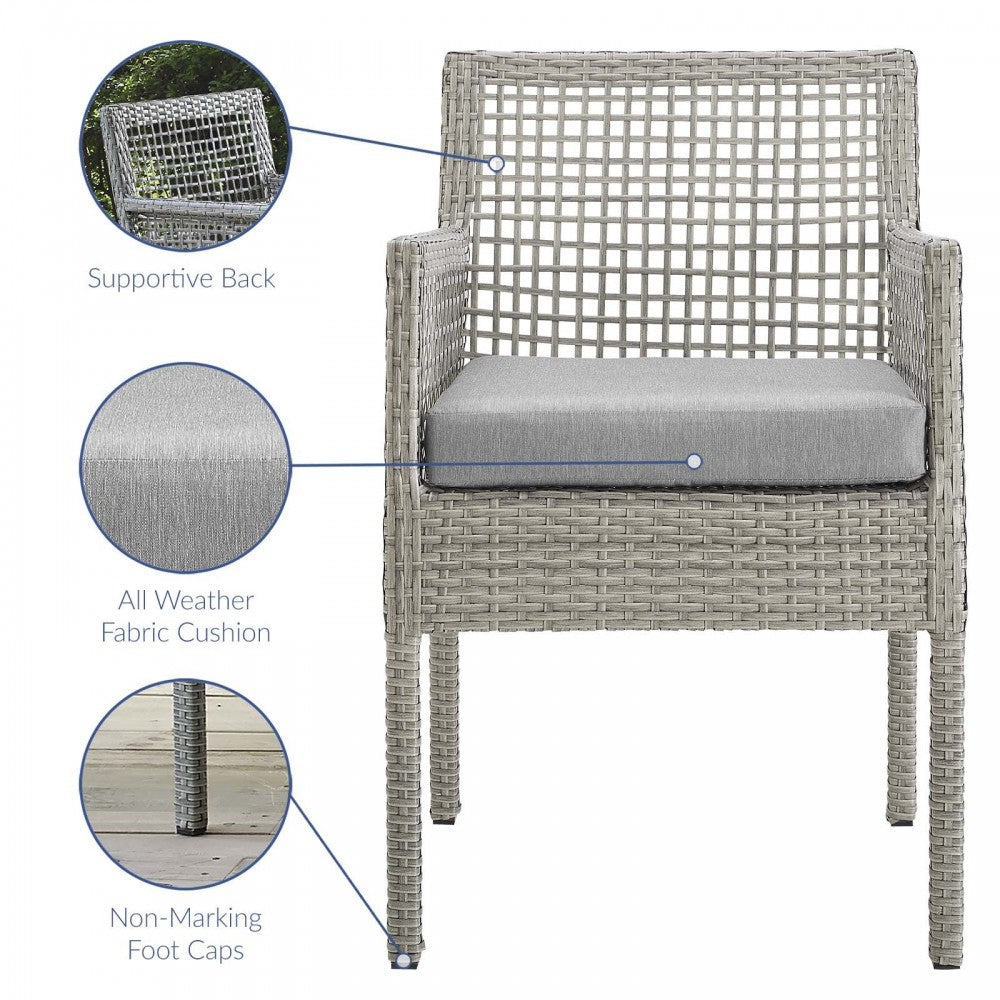 Aura Outdoor Patio Wicker Rattan Dining Armchair, White
