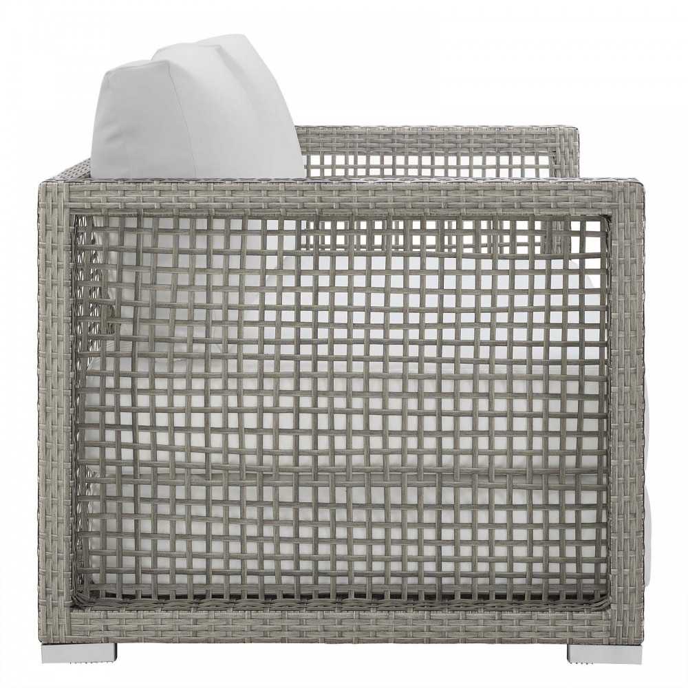 Aura Outdoor Patio Wicker Rattan Loveseat, Gold, EEI-2924-GRY-WHI