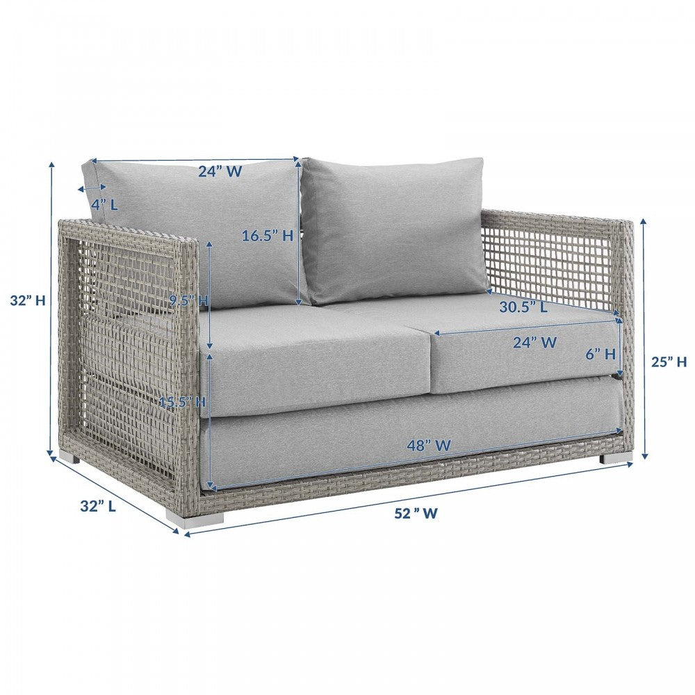 Aura Outdoor Patio Wicker Rattan Loveseat, Gray