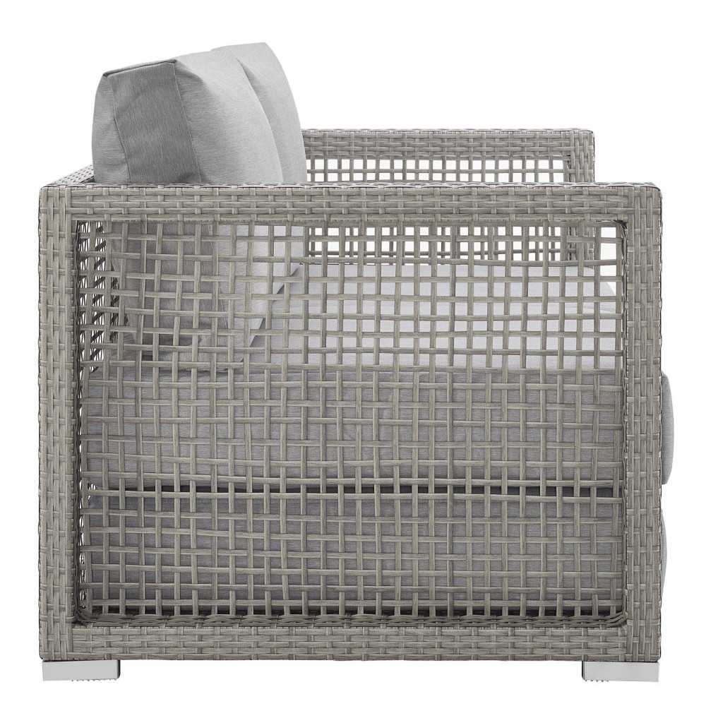 Aura Outdoor Patio Wicker Rattan Loveseat, Gray