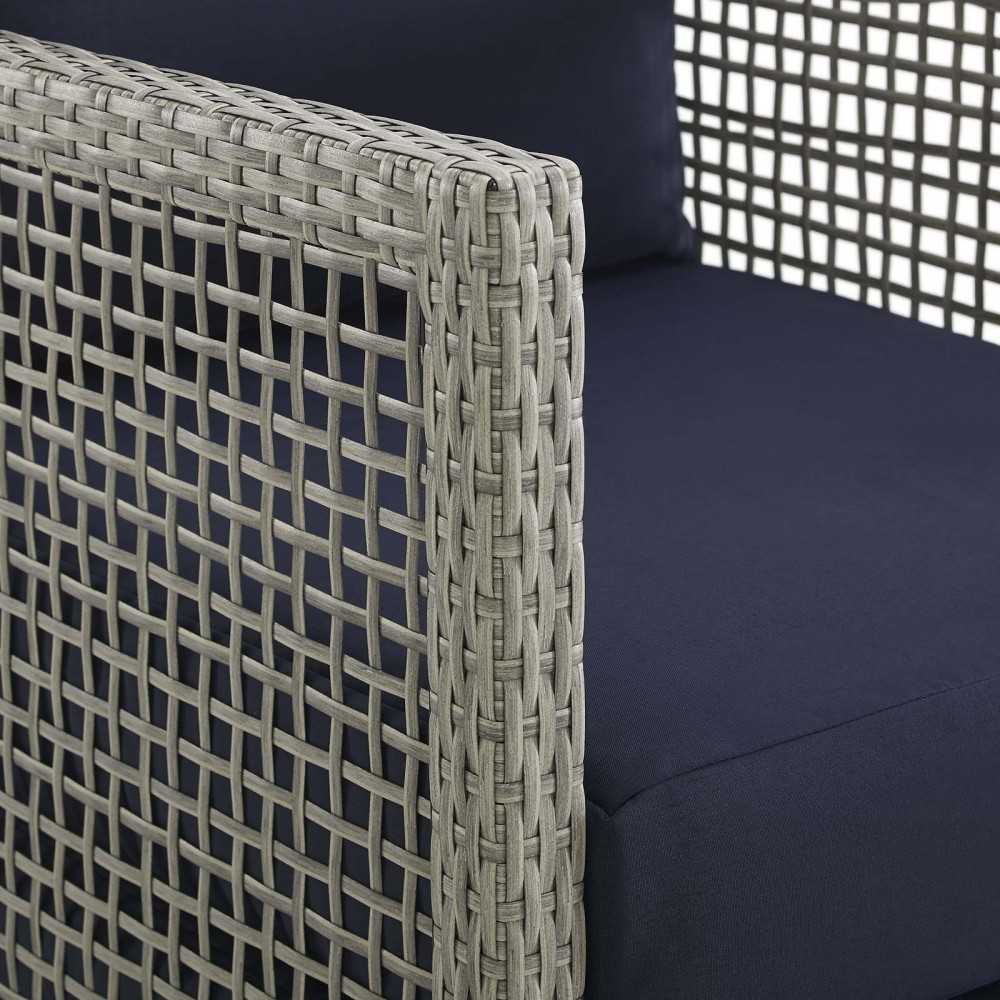 Aura Outdoor Patio Wicker Rattan Sofa, Gold, EEI-2923-GRY-NAV