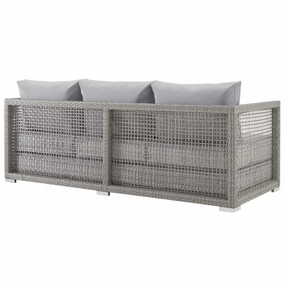 Aura Outdoor Patio Wicker Rattan Sofa, Clear