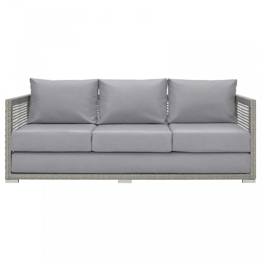 Aura Outdoor Patio Wicker Rattan Sofa, Clear