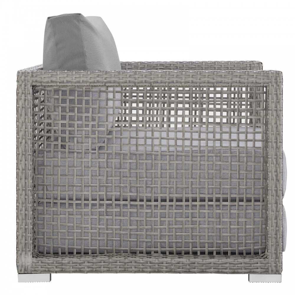 Aura Rattan Outdoor Patio Armchair, Black, EEI-2918-GRY-GRY