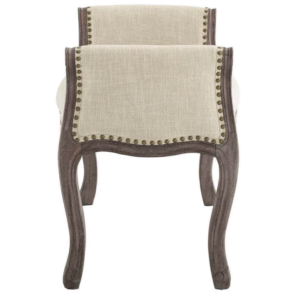 Avail Vintage French Upholstered Fabric Bench, Beige