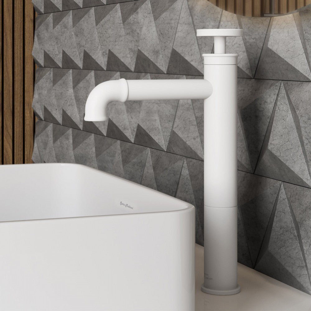 Avallon Single Hole, Single-Handle Wheel, High Arc Bathroom Faucet, Matte White