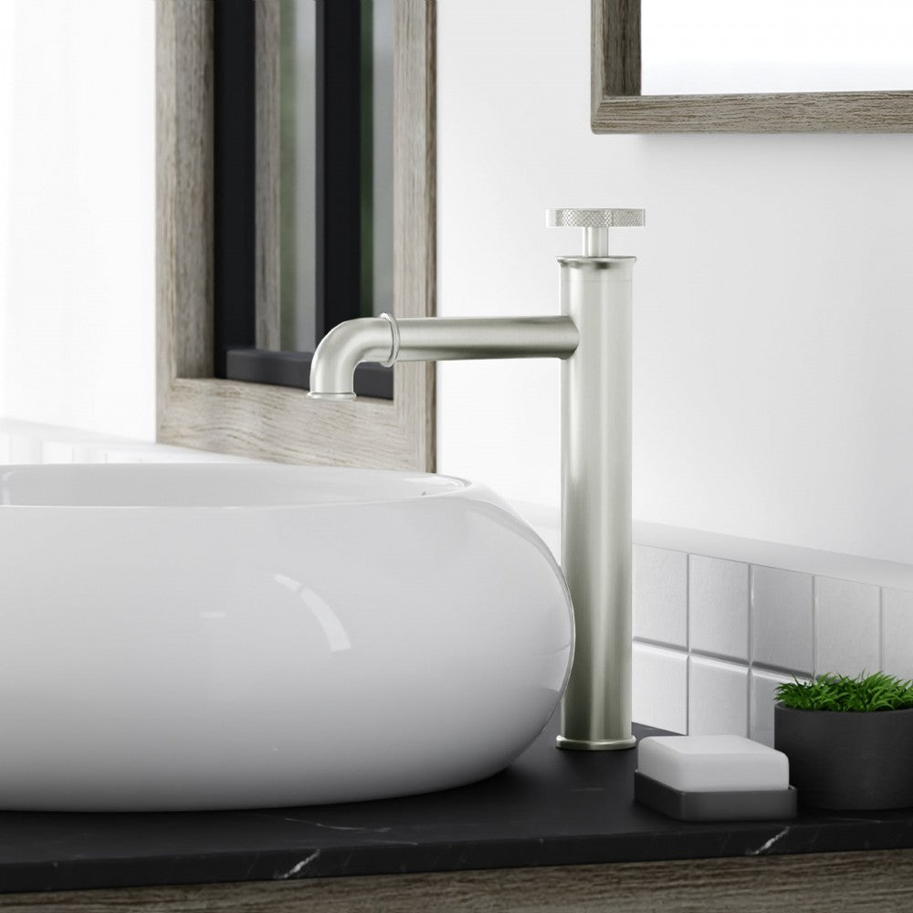 Avallon Single Hole, Single-Handle Wheel, High Arc Faucet in Brushed Nickel