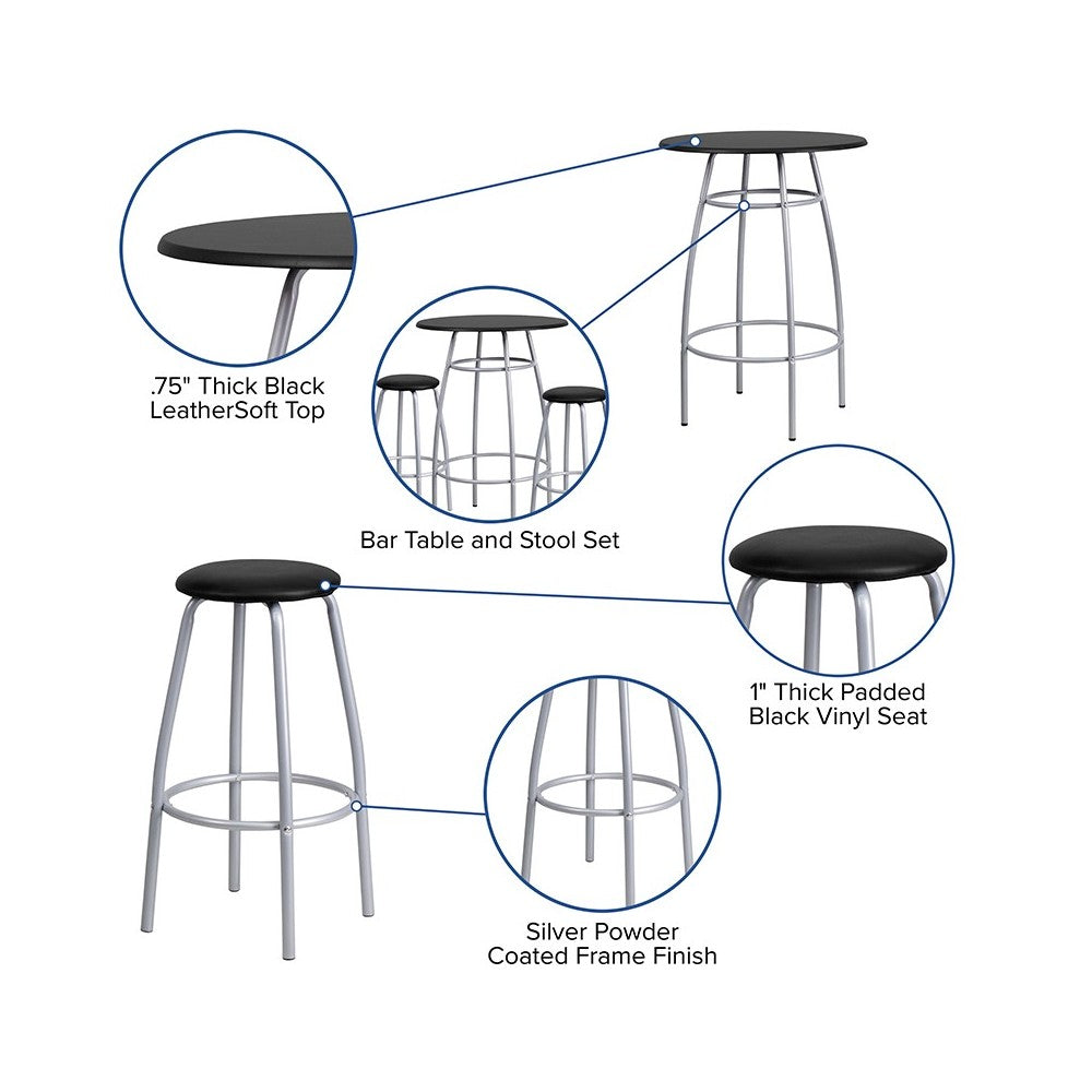 Bar Height Table Set with Padded Stools