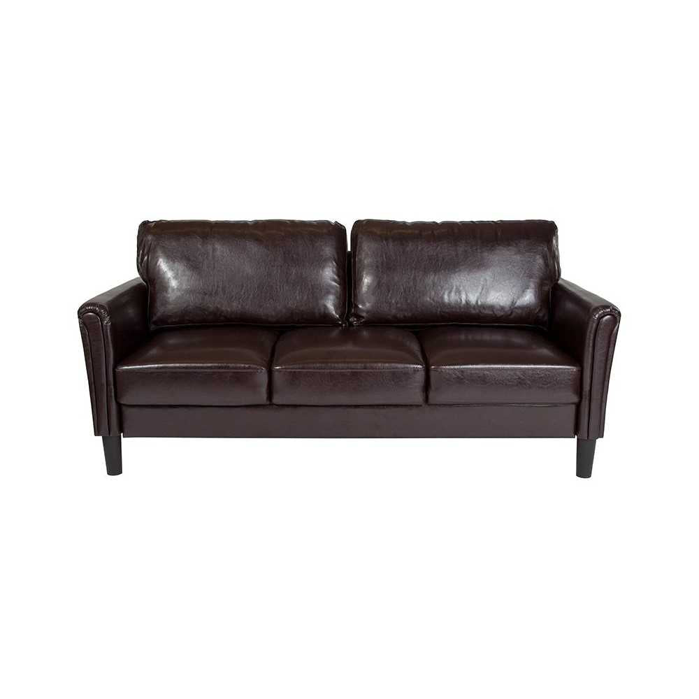 Bari Upholstered Sofa in Brown LeatherSoft