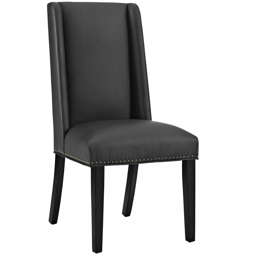 Baron Dining Chair Vinyl Set of 2, Black