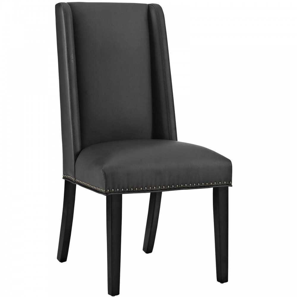 Baron Dining Chair Vinyl Set of 4, Black