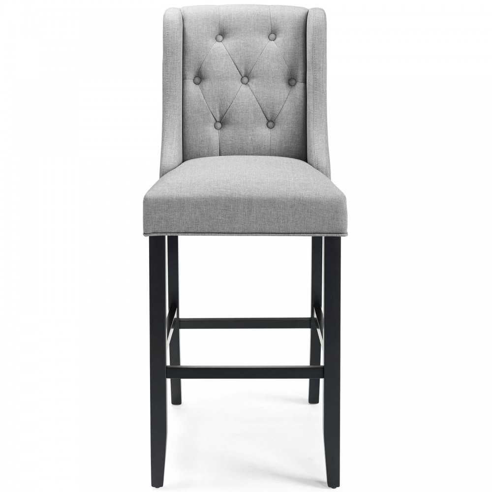 Baronet Bar Stool Upholstered Fabric Set of 2, Light Gray
