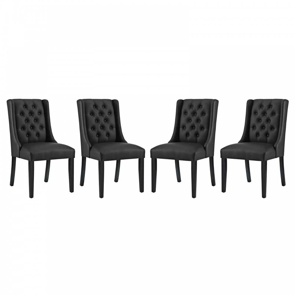 Baronet Dining Chair Vinyl Set of 4, Black