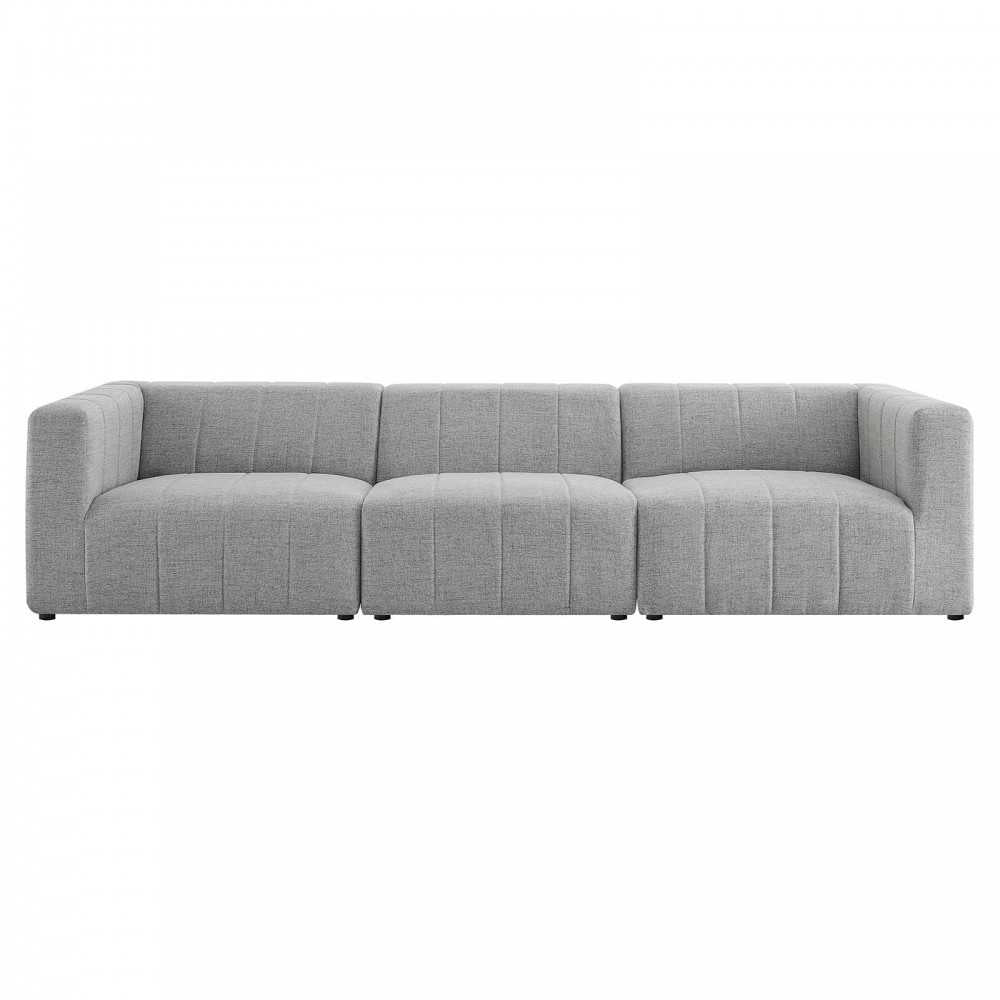 Bartlett Upholstered Fabric 3-Piece Sofa, Light Gray