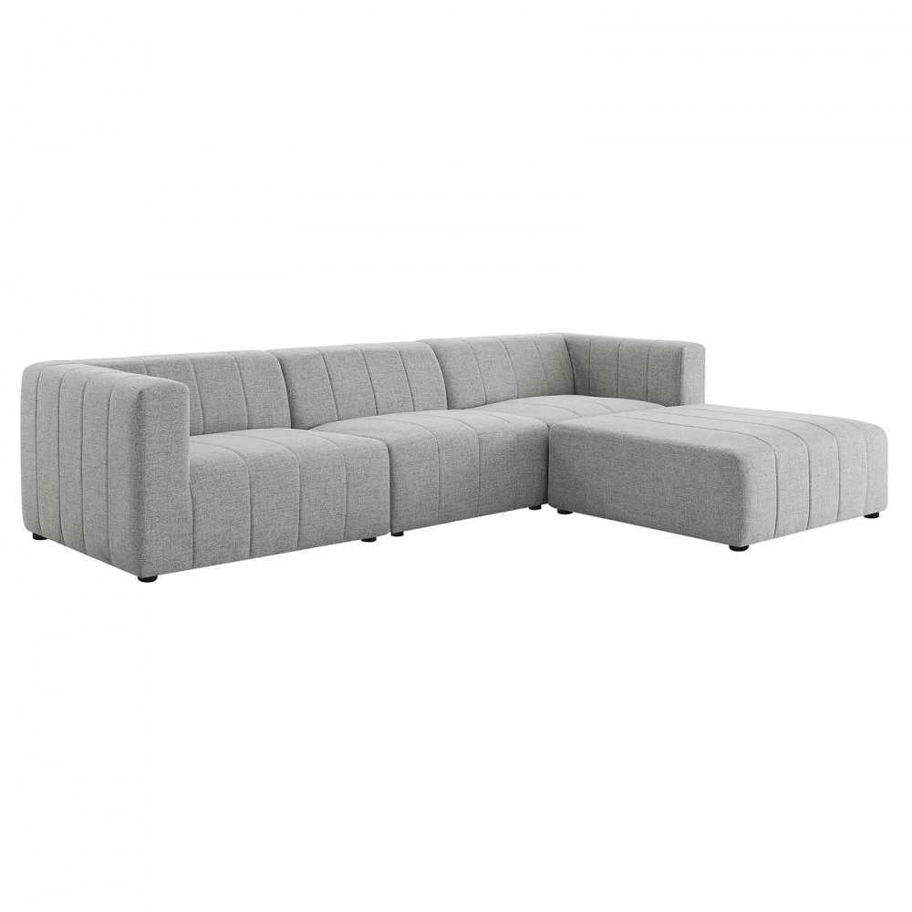 Bartlett Upholstered Fabric 4-Piece Sectional Sofa, Light Gray, EEI-4516-LGR