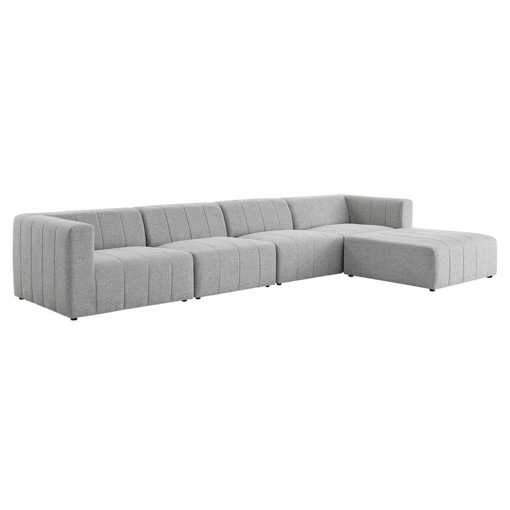 Bartlett Upholstered Fabric 5-Piece Sectional Sofa, Light Gray, EEI-4520-LGR