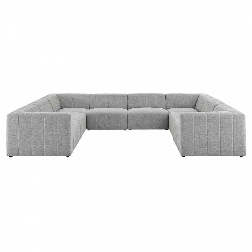 Bartlett Upholstered Fabric 8-Piece Sectional Sofa, Light Gray