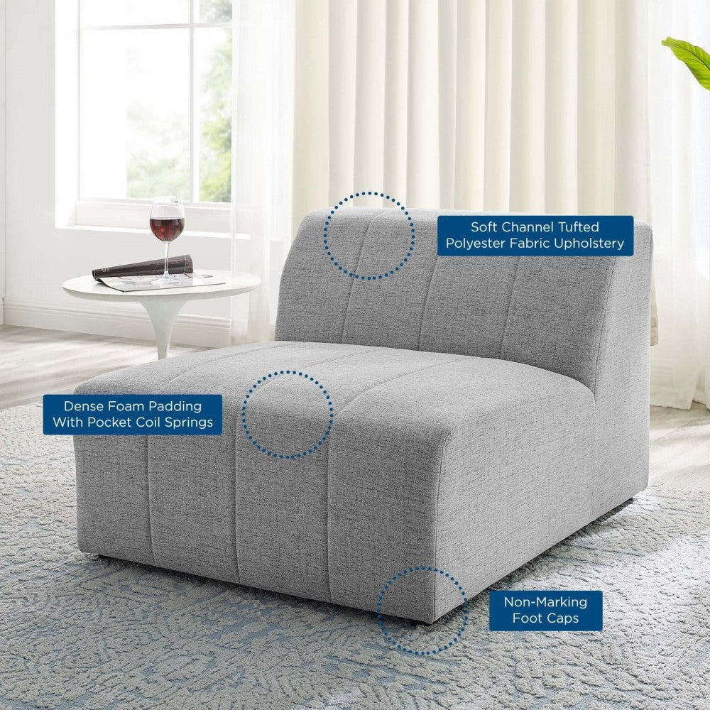 Bartlett Upholstered Fabric Armless Chair, Light Gray