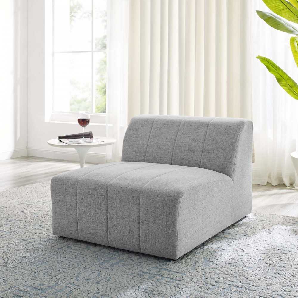 Bartlett Upholstered Fabric Armless Chair, Light Gray