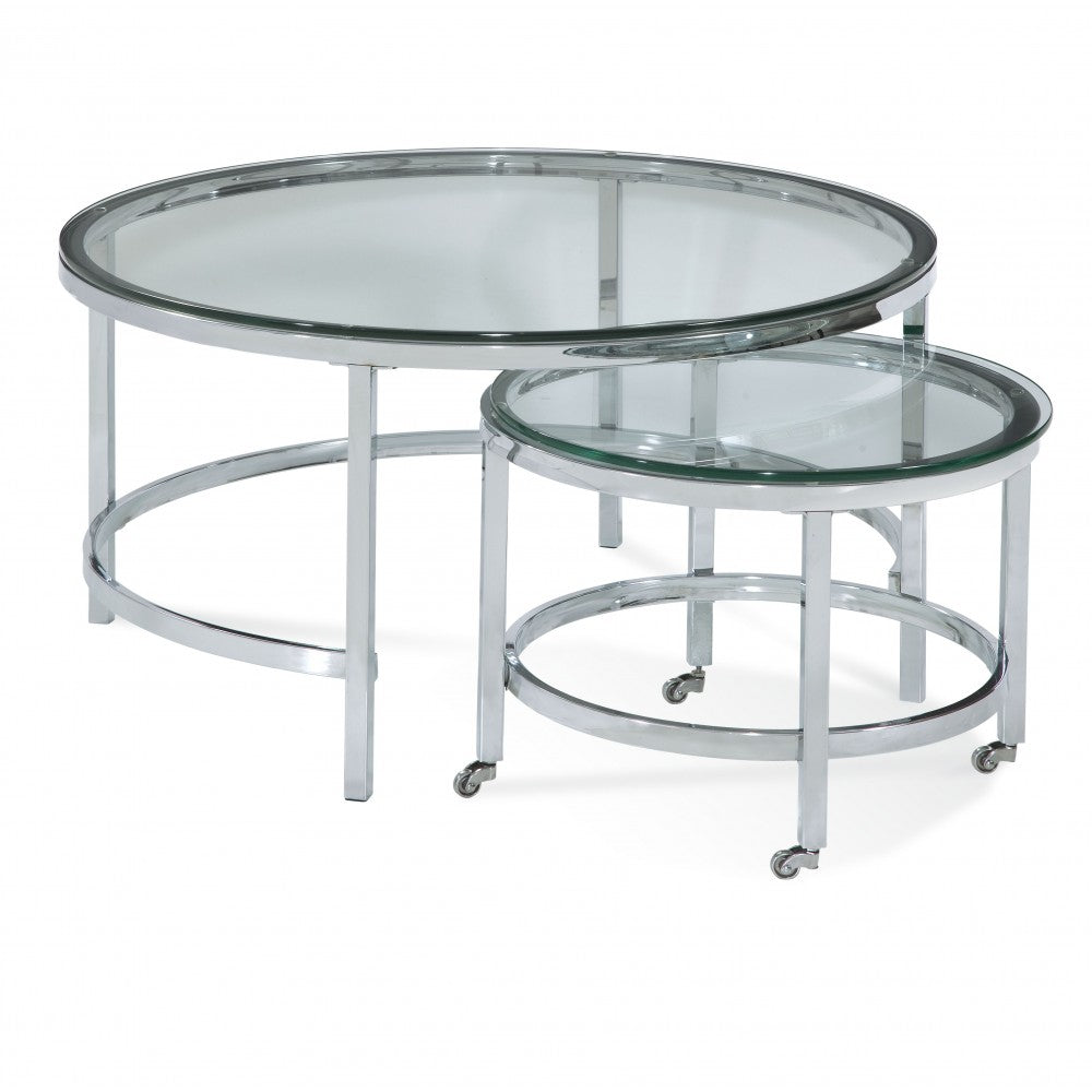 Bassett Mirror Patinoire Round Cocktail on Casters