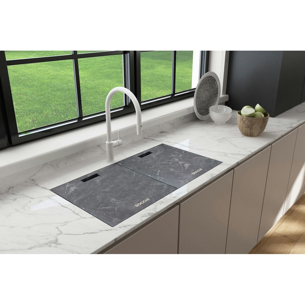 Baveno Lux Dual-Mount 34 in. Single Bowl Kitchen Sink in Metallic Black